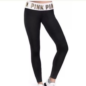 SALE❗️VS PINK Bling High Waisted Yoga Leggings Black
